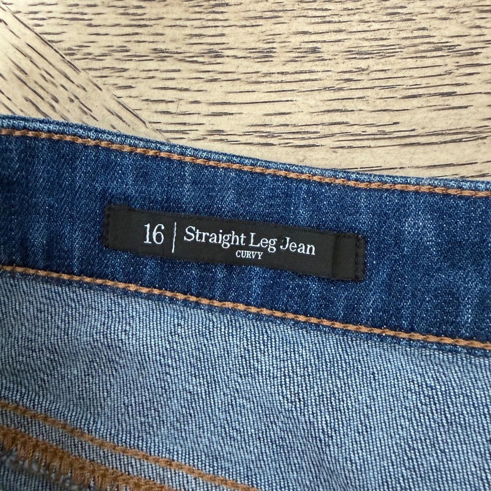 Talbots Curvy Straight Leg Jeans Womens 16 High Waist Dark Wash Denim NEW - Picture 7 of 11